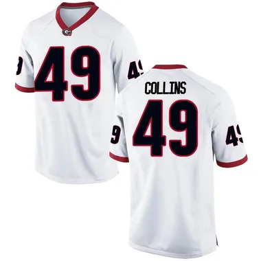 Men's Game Luke Collins Georgia Bulldogs Football College Jersey - White